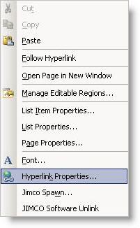 Hyperlink Properties Menu.