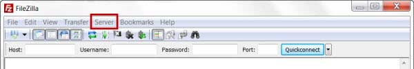 FileZilla Menu click server button.